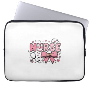 Schattige Verpleegster Strik Hart Vector Shirt Ont Laptop Sleeve