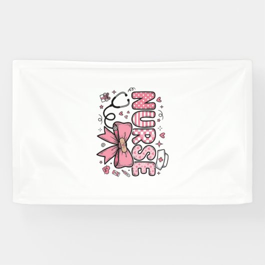 Schattige Verpleegster Strik Hart Vector Shirt Ont Spandoek (Horizontaal)