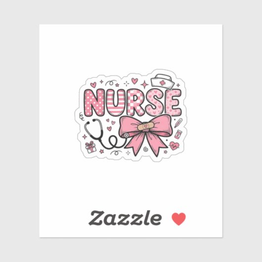 Schattige Verpleegster Strik Hart Vector Shirt Ont Sticker (Vel)