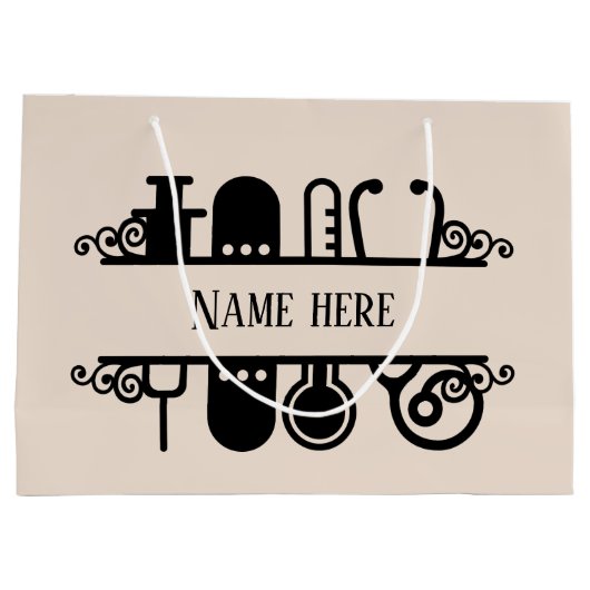 schattige verpleegster voegt naam toe groot cadeauzakje (Achterkant)