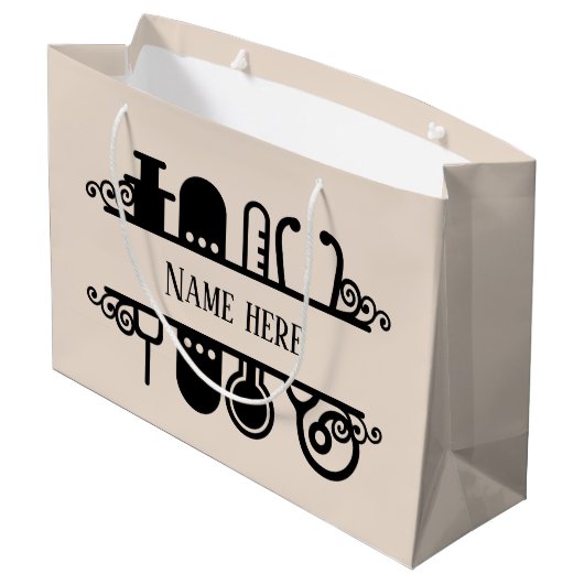 schattige verpleegster voegt naam toe groot cadeauzakje (Achterkant Gekanteld)