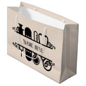 schattige verpleegster voegt naam toe groot cadeauzakje (Voorkant Gekanteld)