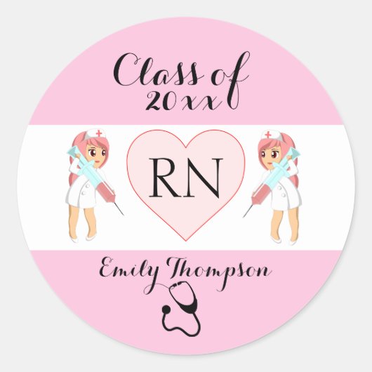 Schattige Verpleegsters Ronde Sticker (Voorkant)