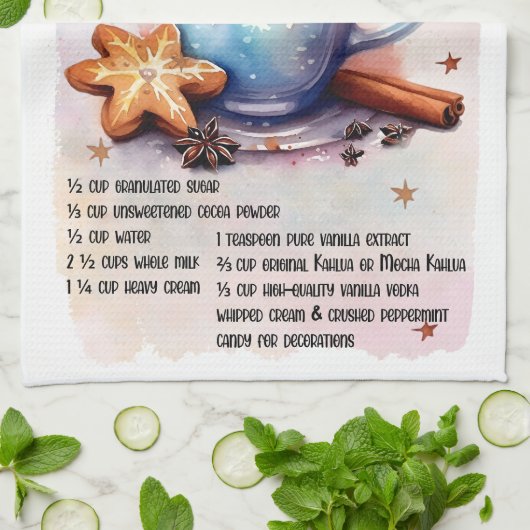 Schattige verrijkt warm chocolade kerst Drink rece Theedoek (Gevouwen)