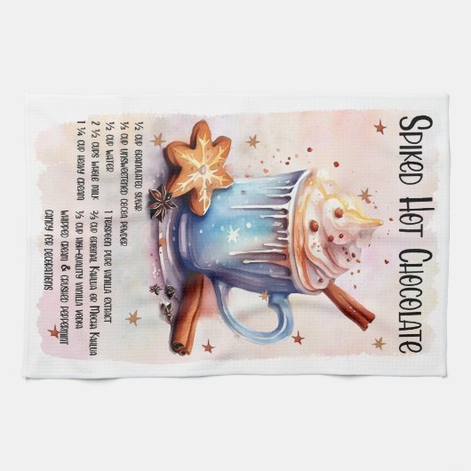 Schattige verrijkt warm chocolade kerst Drink rece Theedoek (Horizontaal)