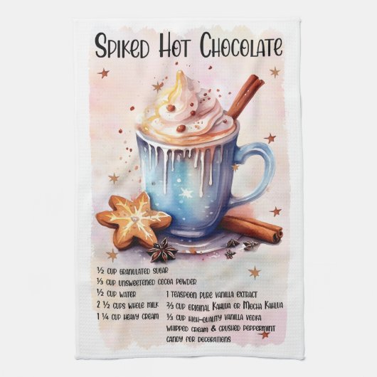 Schattige verrijkt warm chocolade kerst Drink rece Theedoek (Verticaal)