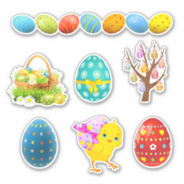 Schattige versierd paasei sticker