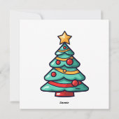 Schattige versierde kerstboomkunst feestdagenkaart (Achterkant)