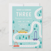 Schattige Vervoer Auto Jongen Verjaardagsuitnodigi Kaart (Voorkant)