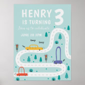 Schattige Vervoer Kaart Thema Jongen Verjaardag Poster (Voorkant)