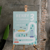 Schattige Vervoer Kaart Thema Jongen Verjaardag Poster