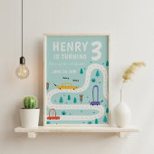 Schattige Vervoer Kaart Thema Jongen Verjaardag Poster