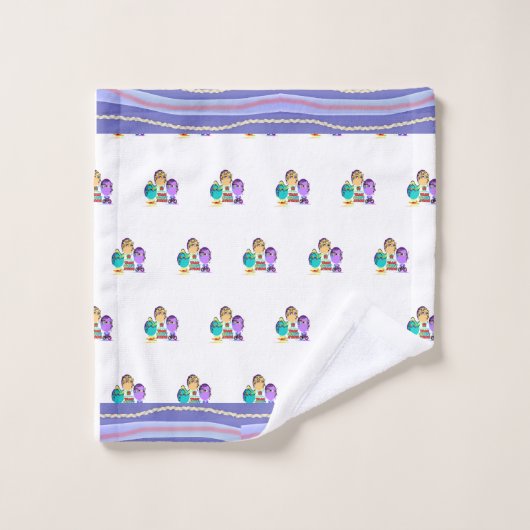 Schattige vervoer karikatuur Kinder handdoek set (Wasdoekje)