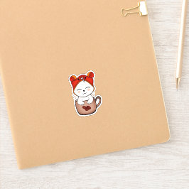 schattige verwarmende liefde voor katten en koffie sticker