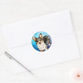 Schattige vest Welsh Corgi Puppy Waterverf Ronde Sticker (Envelop)