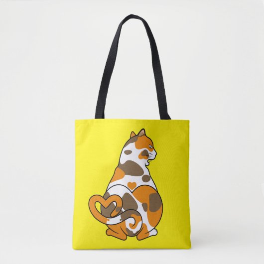 Schattige vet calico kat is miauwen in liefde tote bag (Voorkant)