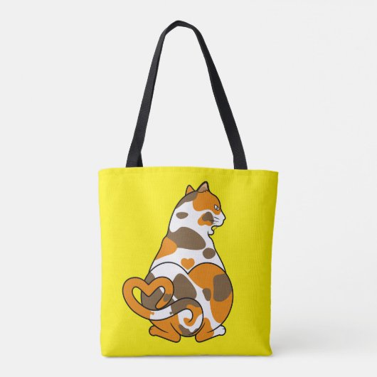 Schattige vet calico kat is miauwen in liefde tote bag (Achterkant)