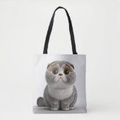 SCHATTIGE VET FLUFFY SCOTTISH FOLD CAT TOTE BAG (Voorkant)