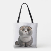SCHATTIGE VET FLUFFY SCOTTISH FOLD CAT TOTE BAG (Achterkant)
