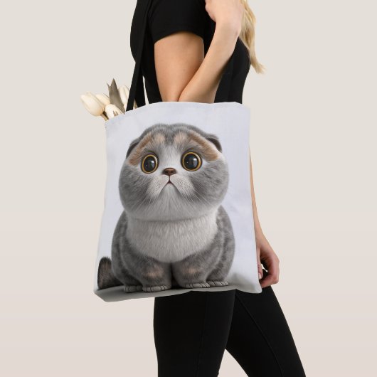 SCHATTIGE VET FLUFFY SCOTTISH FOLD CAT TOTE BAG (Dichtbij)