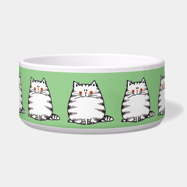 schattige vetkat voerbakje (Voorkant)