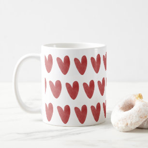 Schattige vette rode harten overal print koffiemok