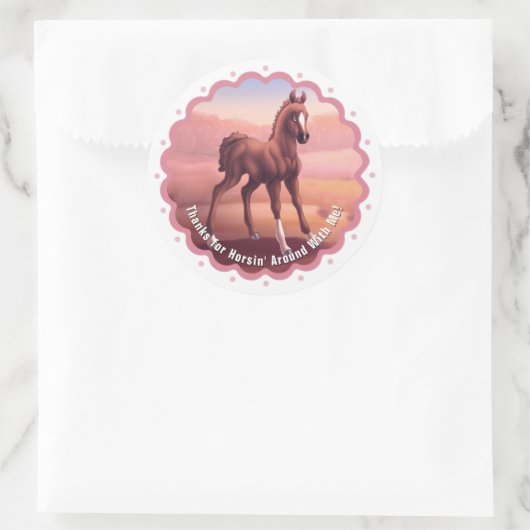 Schattige veulen Classic ronde Sticker (Tas)