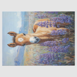 Schattige Veulen Paarse Lupine Bloemen Decoupage Tissuepapier