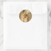 Schattige Victoriaans illustratie van twee meisjes Ronde Sticker (Tas)