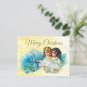 Schattige  Victoriaans Kerstengelen zingen Briefkaart (Staand voorkant)