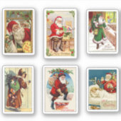 Schattige Victoriaans Kerstmis Santa Kaarten Sticker (Voorkant)