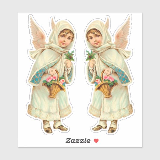 Schattige Victoriaans kerstwinterengel Sticker (Vel)