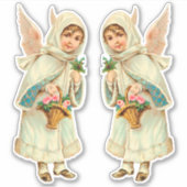 Schattige Victoriaans kerstwinterengel Sticker (Voorkant)