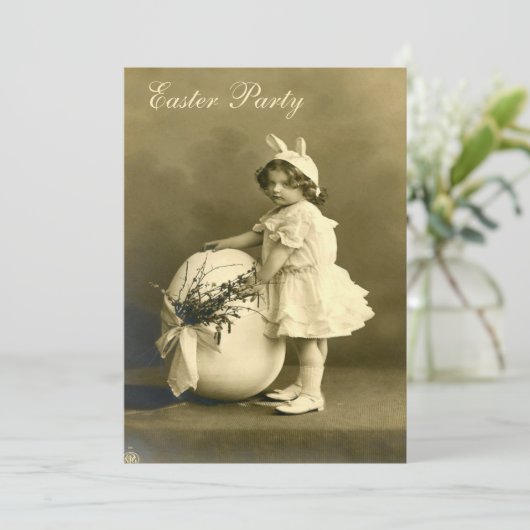 Schattige Victoriaans konijntje meisje & ei paasfe Kaart (Staand voorkant)