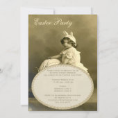 Schattige Victoriaans konijntje meisje & ei paasfe Kaart (Achterkant)