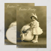 Schattige Victoriaans konijntje meisje & ei paasfe Kaart (Voorkant / Achterkant)