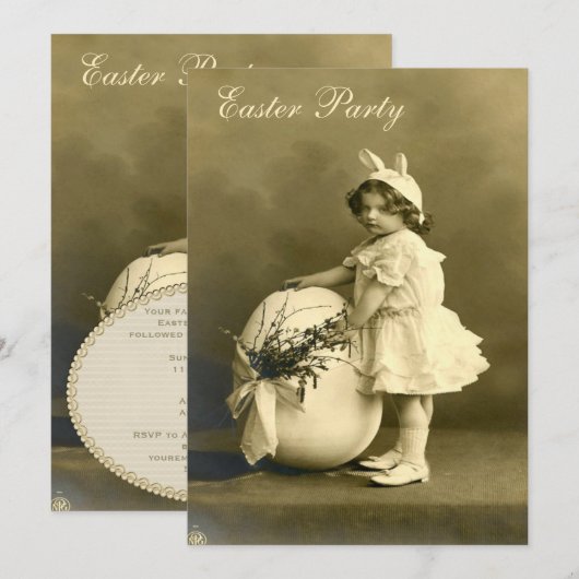 Schattige Victoriaans konijntje meisje & ei paasfe Kaart (Voorkant / Achterkant)