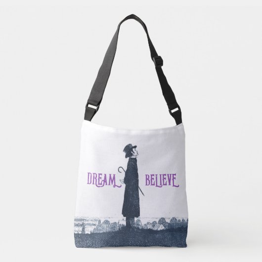 Schattige Victoriaans Man Dream Believe Quote Crossbody Tas (Voorkant)