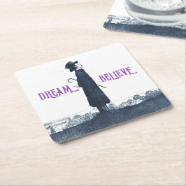 Schattige Victoriaans Man Dream Believe Quote Kartonnen Onderzetters