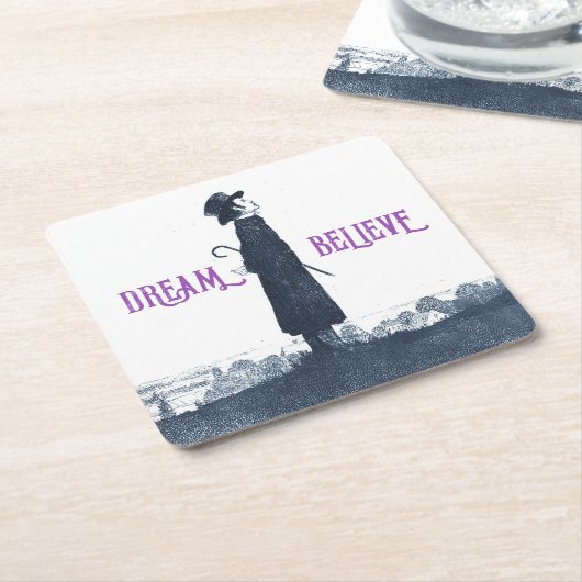 Schattige Victoriaans Man Dream Believe Quote Kartonnen Onderzetters (Schuin)