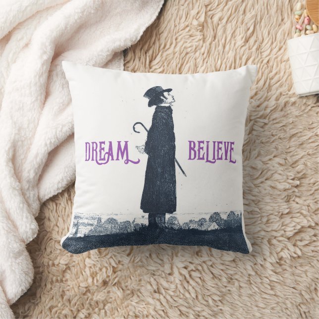 Schattige Victoriaans Man Dream Believe Quote Kussen (Deken)