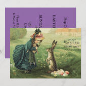 Schattige Victoriaans Meisje Doll Paashaas Kaart (Voorkant / Achterkant)