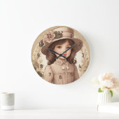 Schattige  Victoriaans Meisje Portret Wandklok (Huis)