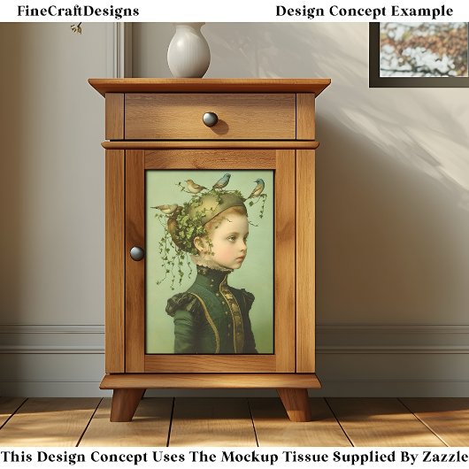 Schattige Victoriaans Meisje & Wijnstokken & Vogel Tissuepapier