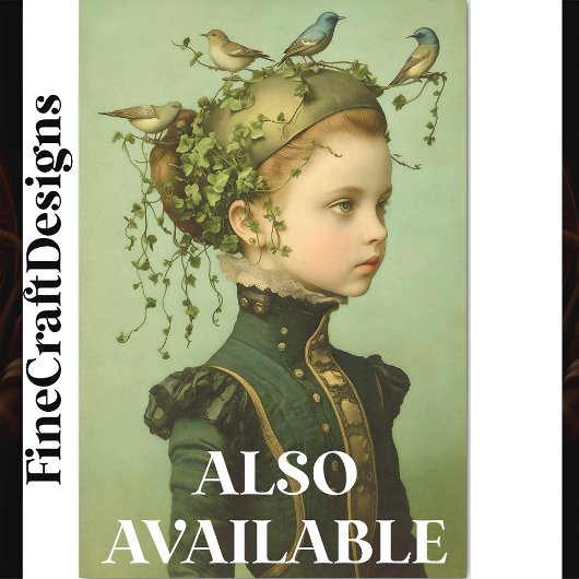 Schattige Victoriaans Meisje & Wijnstokken & Vogel Tissuepapier