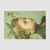 Schattige Victoriaans Meisje & Wijnstokken & Vogel Tissuepapier (Voorkant)