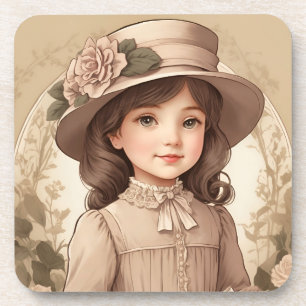 Schattige  Victoriaans Meisportret Bier Onderzetter