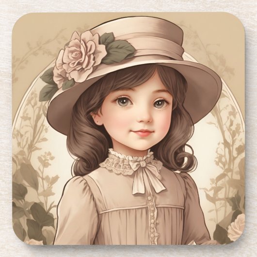 Schattige Victoriaans Meisportret Bier Onderzetter (Voorkant)
