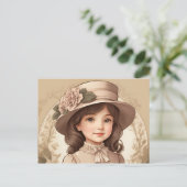 Schattige Victoriaans Meisportret Briefkaart (Staand voorkant)