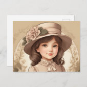 Schattige Victoriaans Meisportret Briefkaart (Voorkant / Achterkant)